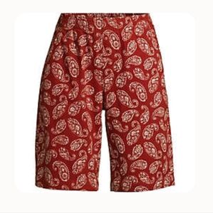 NWOT 10" Lands' End Rust Red with Paisley Printed  Bermuda Shorts, SZ 12 Petite